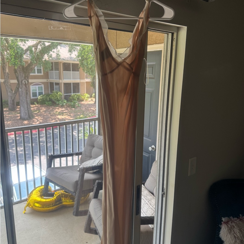 Odille Tan Chemise Silk VINTAGE ANTHROPOLOGIE